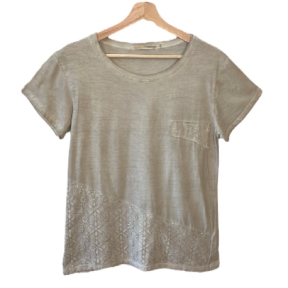 2/$12 Today’s Designer Lace Inset T-Shirt Size Small